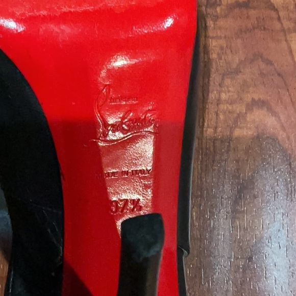 Christian Louboutin Black Patent Leather Peep-Toe Heels - Picture 9 of 15